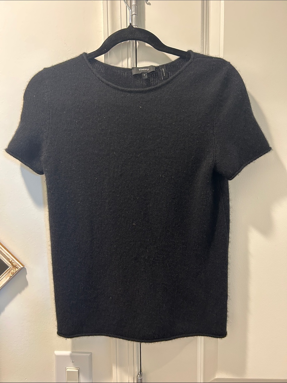 Theory Black Cashmere Crewneck Top